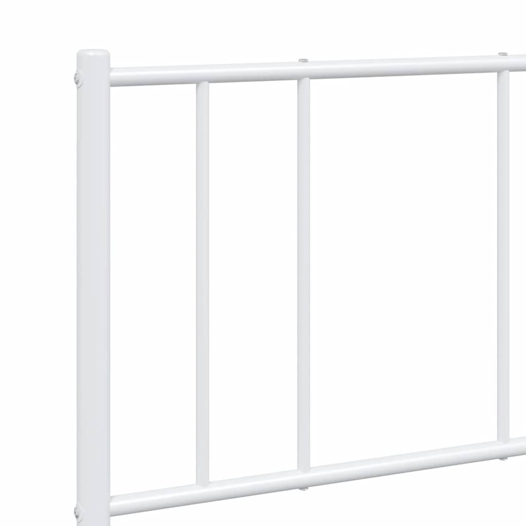 Metal Bed Frame without Mattress with Headboard White 135x190cm