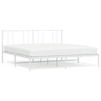 Metal Bed Frame without Mattress with Headboard White 180x200cm