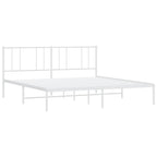 Metal Bed Frame without Mattress with Headboard White 180x200cm
