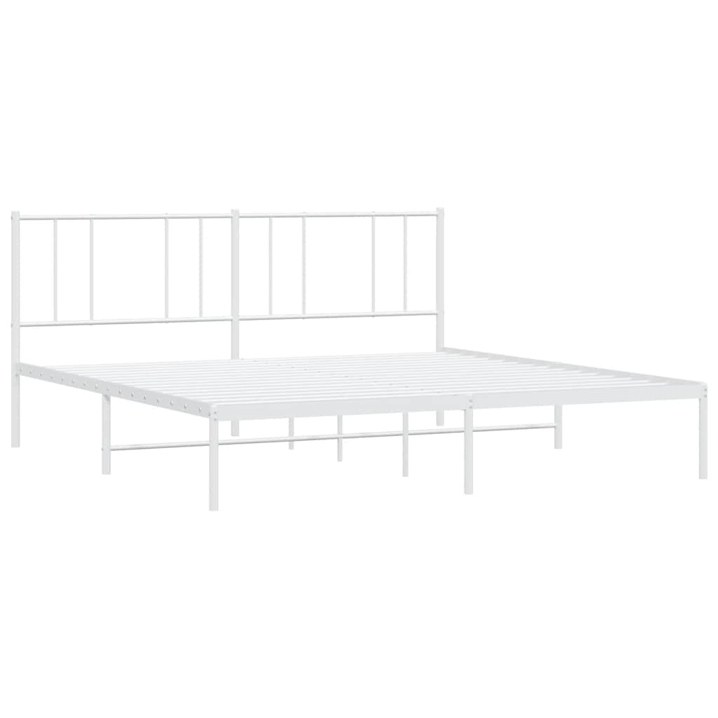 Metal Bed Frame without Mattress with Headboard White 180x200cm