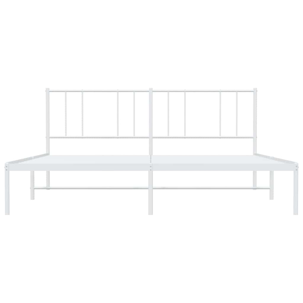 Metal Bed Frame without Mattress with Headboard White 180x200cm