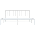Metal Bed Frame without Mattress with Headboard White 180x200cm