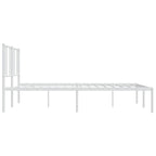 Metal Bed Frame without Mattress with Headboard White 180x200cm