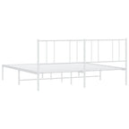 Metal Bed Frame without Mattress with Headboard White 180x200cm