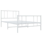 Metal Bed Frame without Mattress with Footboard White 75x190cm