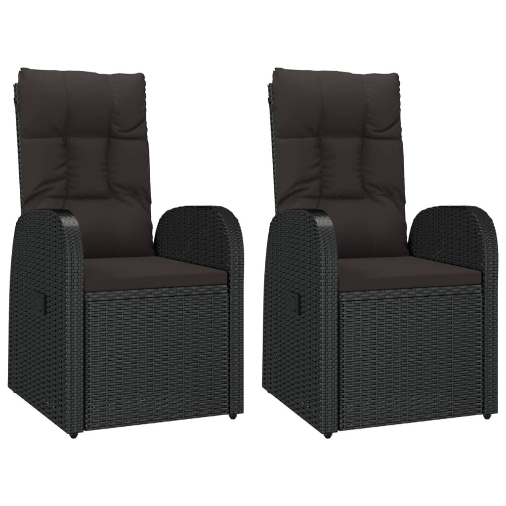 3 Piece Garden Lounge Set Black Poly Rattan&Steel