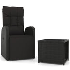 2 Piece Garden Lounge Set Black Poly Rattan&Steel