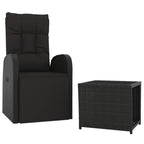 2 Piece Garden Lounge Set Black Poly Rattan&Steel
