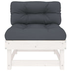 Middle Sofa with Cushions White Solid Wood Pine