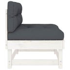 Middle Sofa with Cushions White Solid Wood Pine