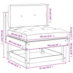 Middle Sofa with Cushions White Solid Wood Pine