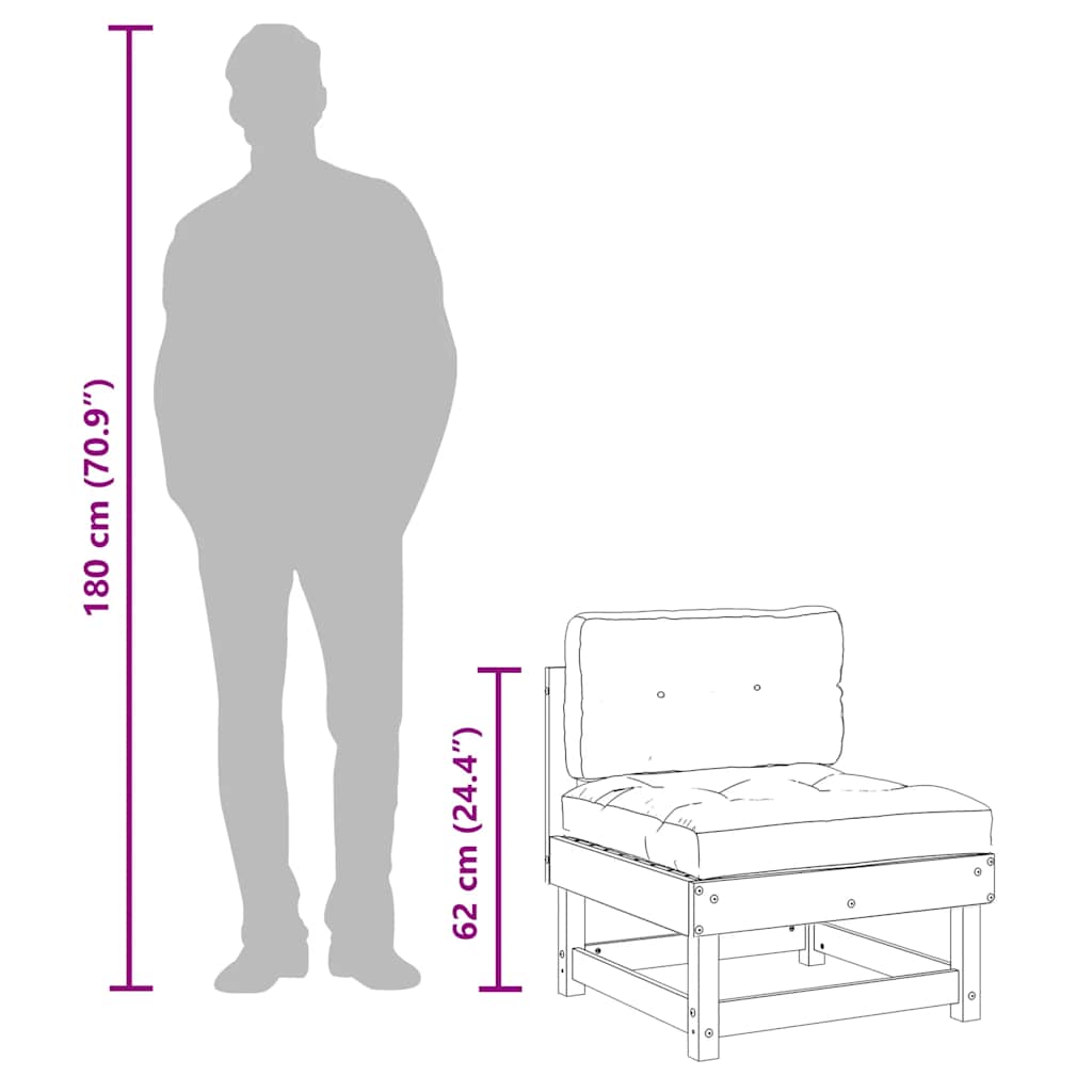 Middle Sofas with Cushions 2 pcs Solid Wood Pine