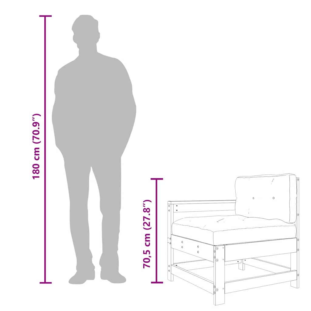 3 Piece Garden Lounge Set with Cushions White Solid Wood