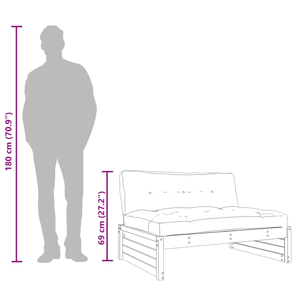 Middle Sofa 120x80 cm Solid Wood Douglas