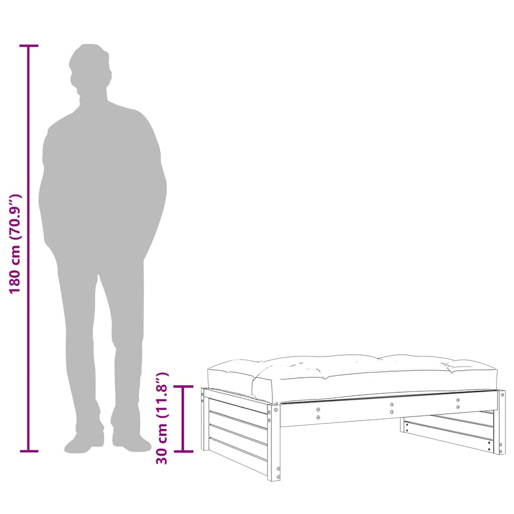 Garden Footstool Black 120x80 cm Solid Wood Pine