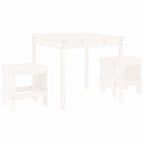 3 Piece Garden Bistro Set White Solid Wood Pine