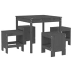 5 Piece Garden Dining Set Grey Solid Wood Pine