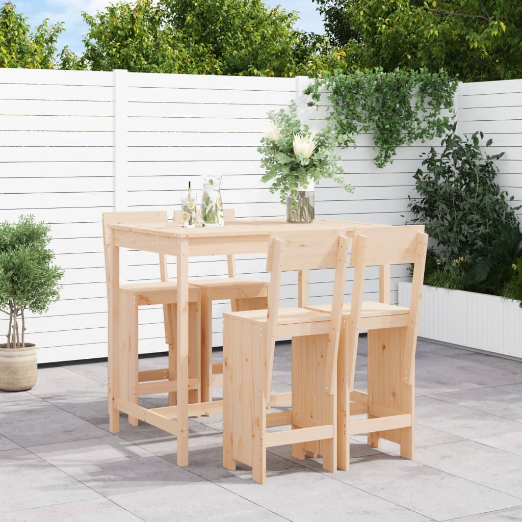 5 Piece Garden Bar Set Solid Wood Pine