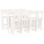 9 Piece Garden Bar Set White Solid Wood Pine