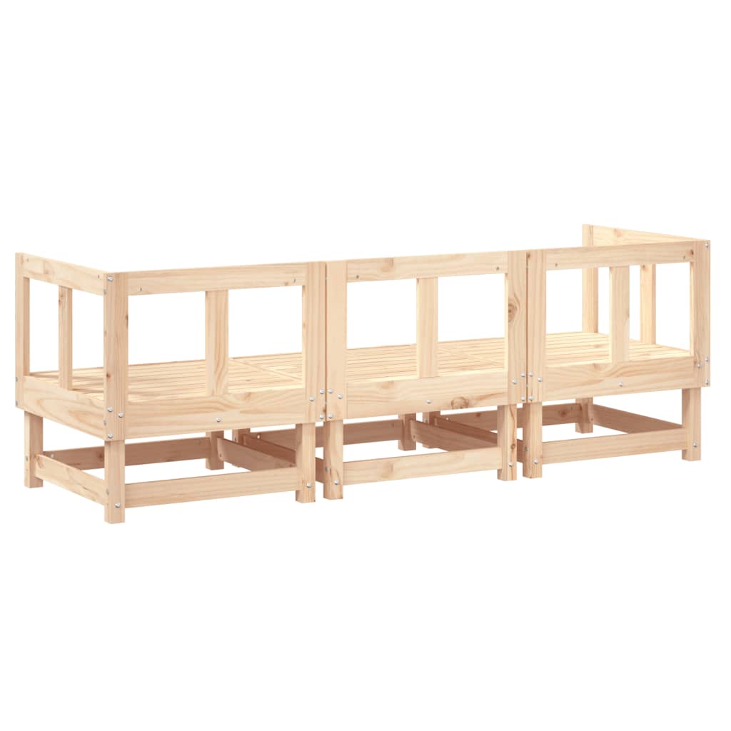 3 Piece Garden Lounge Set Solid Wood Pine