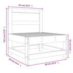 Garden Middle Sofa White Solid Wood Pine