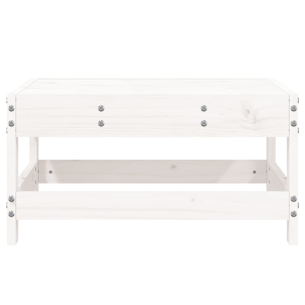 Garden Footstool White Solid Wood Pine