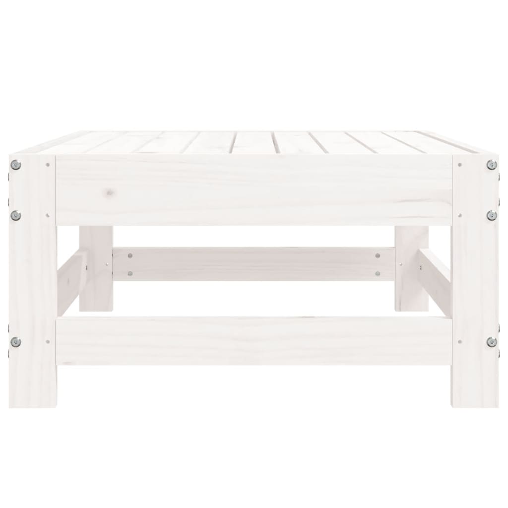 Garden Footstool White Solid Wood Pine