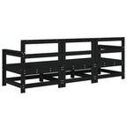 3 Piece Garden Lounge Set Black Solid Wood Pine