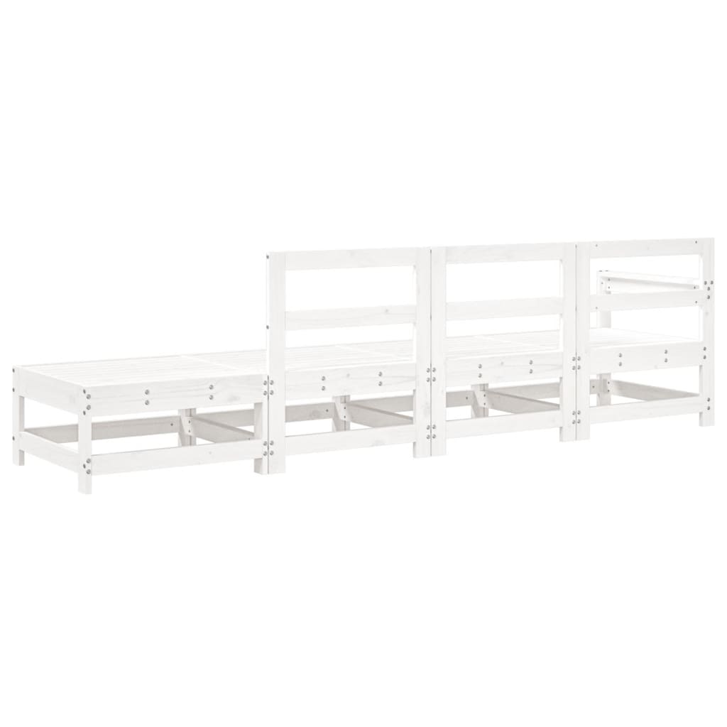 4 Piece Garden Lounge Set White Solid Wood Pine