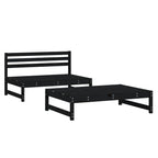 2 Piece Garden Lounge Set Black Solid Wood Pine