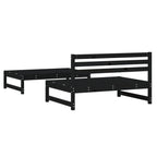 2 Piece Garden Lounge Set Black Solid Wood Pine
