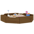 Sandbox with Seats Honey Brown Octagon Solid Wood Pine