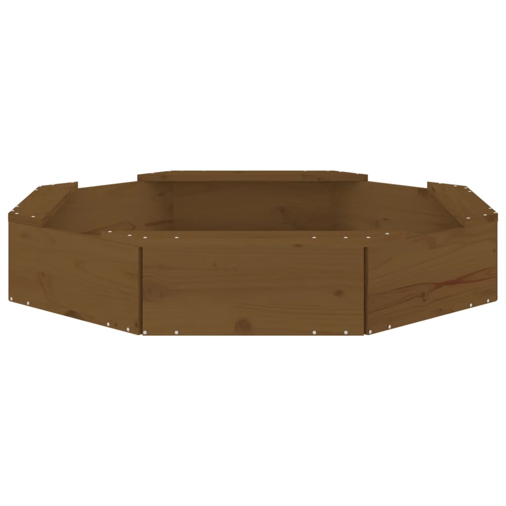 Sandbox with Seats Honey Brown Octagon Solid Wood Pine