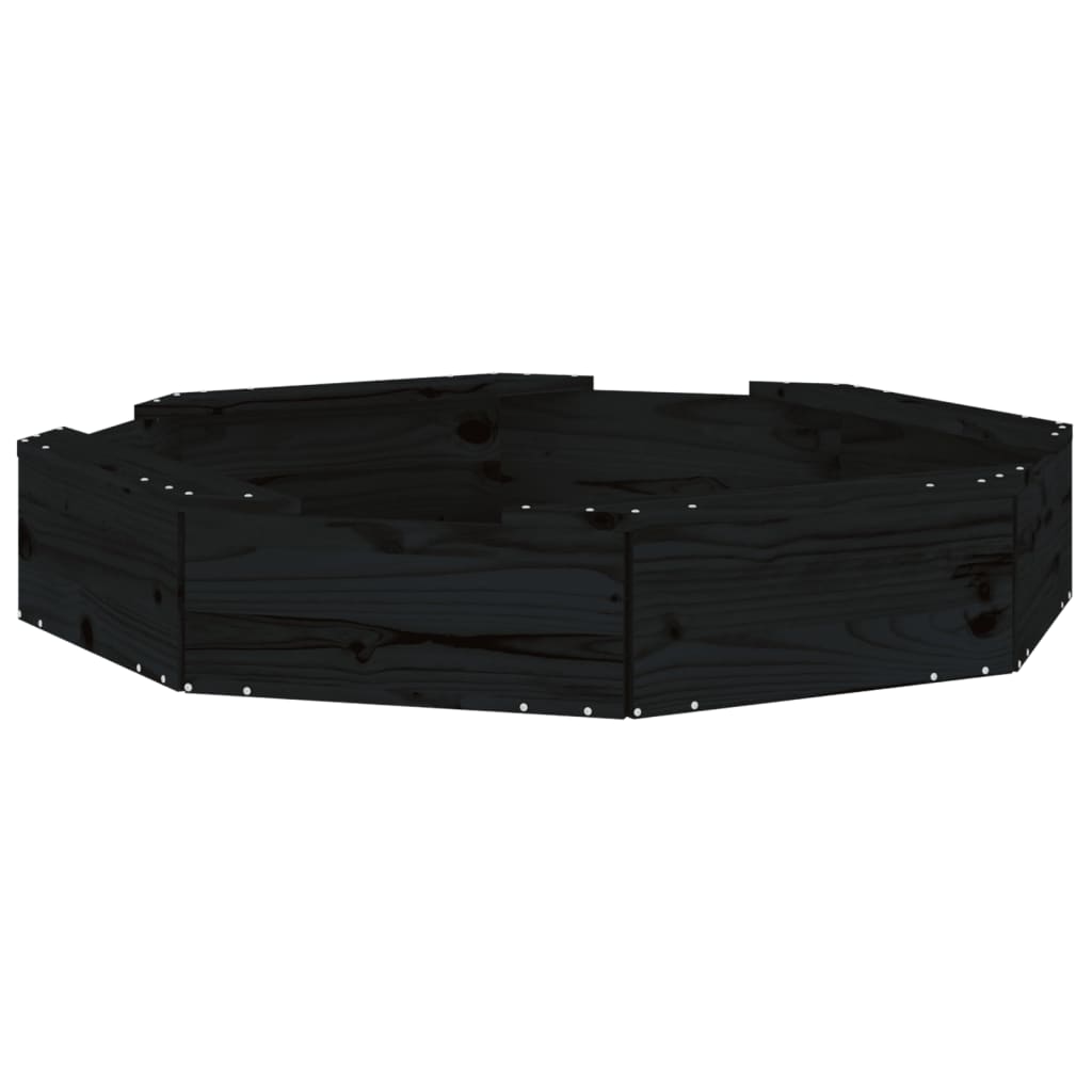 Sandbox with Seats Black Octagon Solid Wood Pine