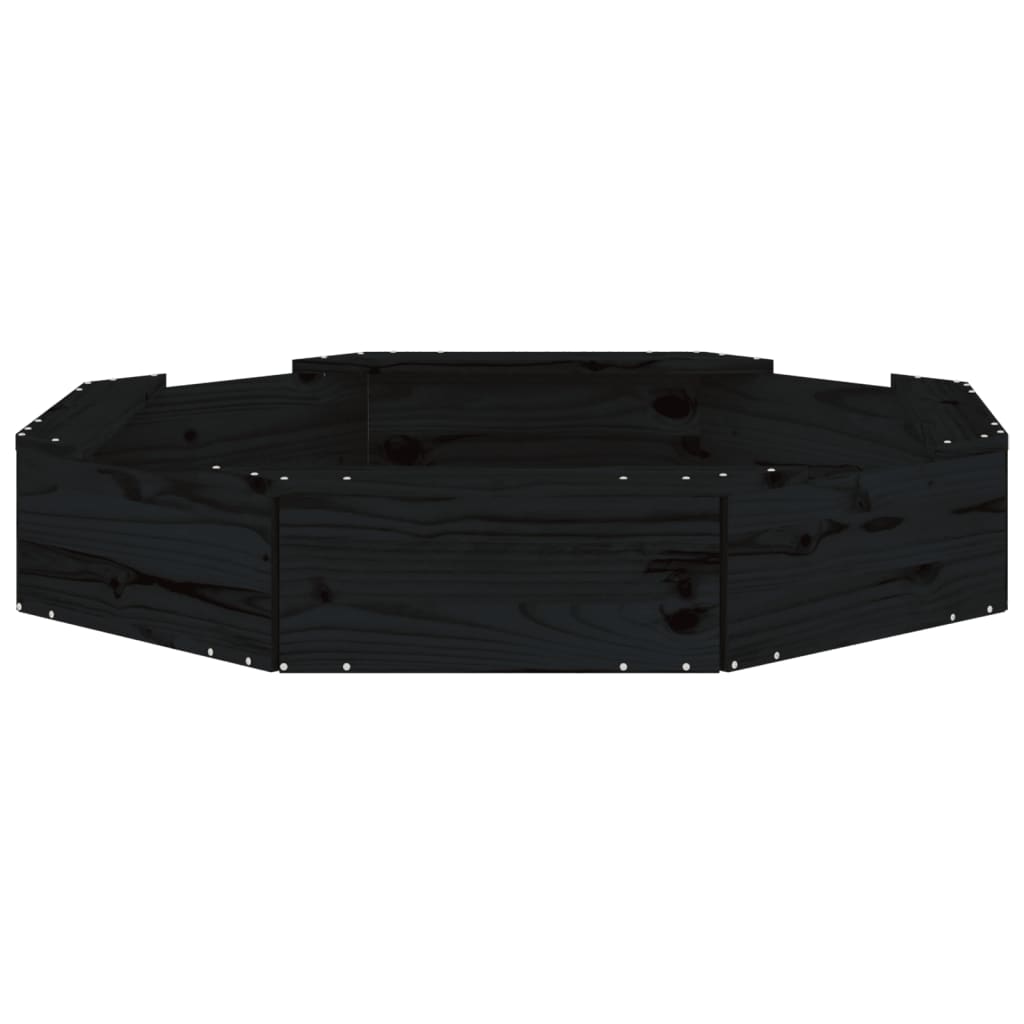 Sandbox with Seats Black Octagon Solid Wood Pine