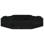 Sandbox with Seats Black Octagon Solid Wood Pine