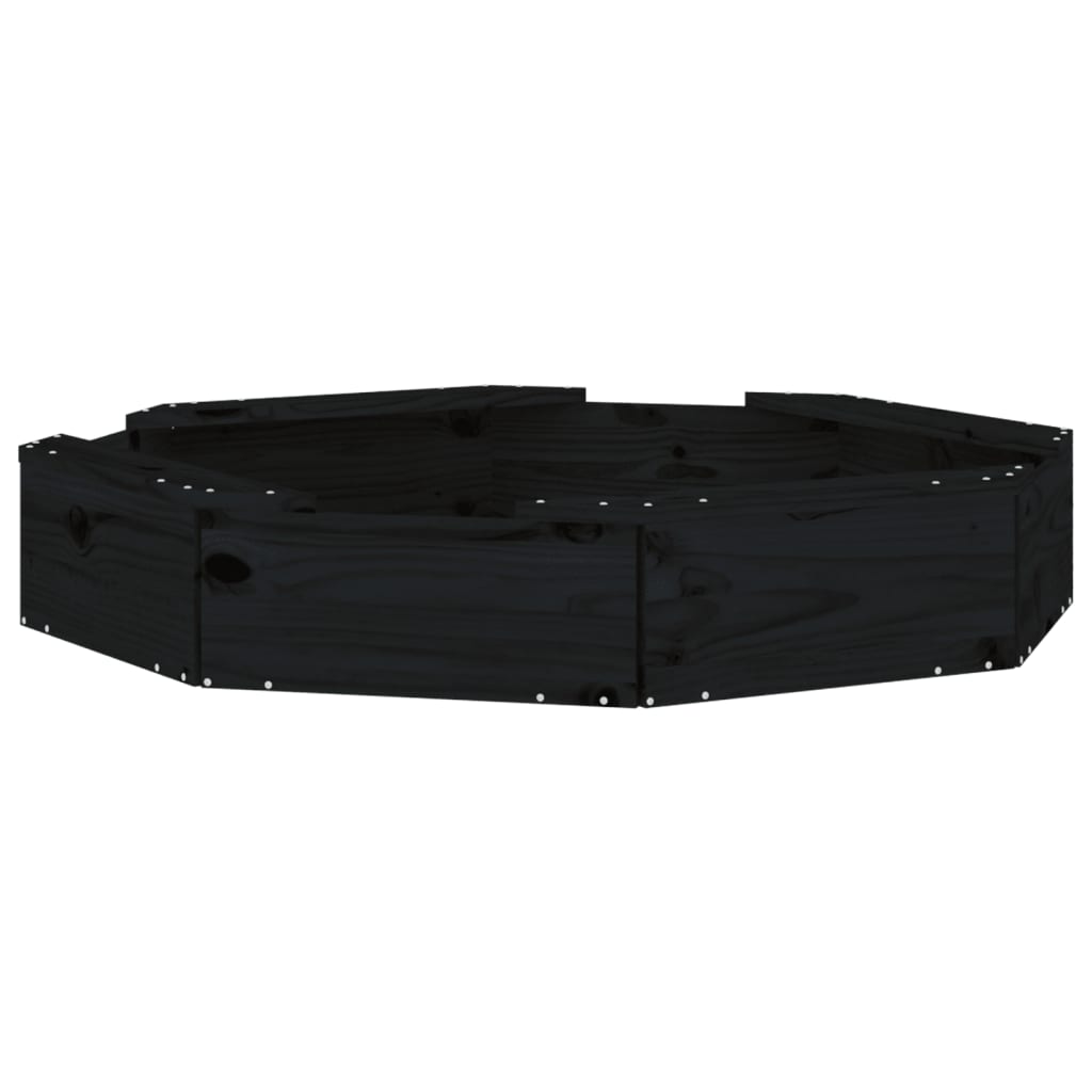 Sandbox with Seats Black Octagon Solid Wood Pine