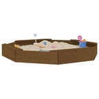 Sandbox with Seats Honey Brown Octagon Solid Wood Pine