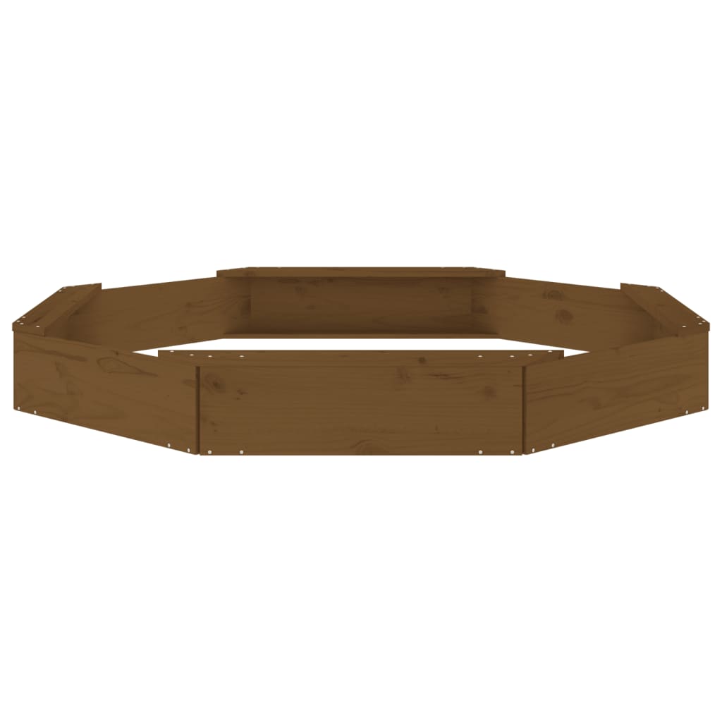 Sandbox with Seats Honey Brown Octagon Solid Wood Pine
