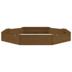 Sandbox with Seats Honey Brown Octagon Solid Wood Pine