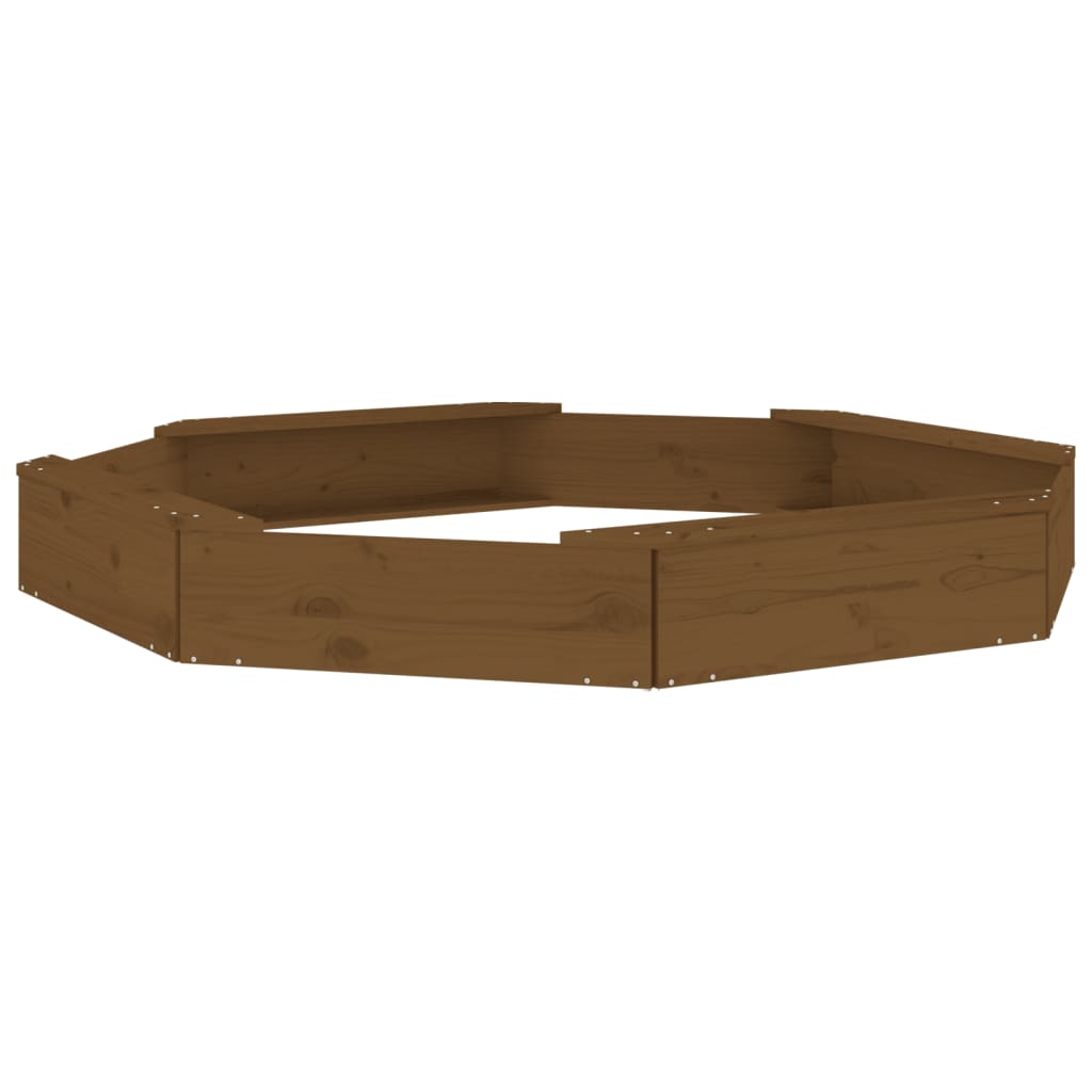 Sandbox with Seats Honey Brown Octagon Solid Wood Pine