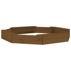 Sandbox with Seats Honey Brown Octagon Solid Wood Pine