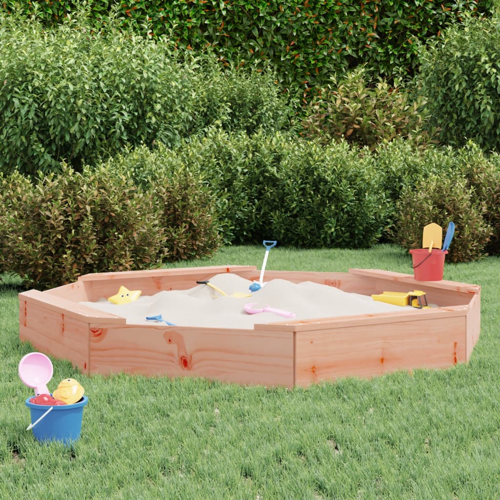 Sandbox with Seats Octagon Solid Wood Douglas