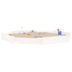 Sandbox with Seats White Octagon Solid Wood Pine