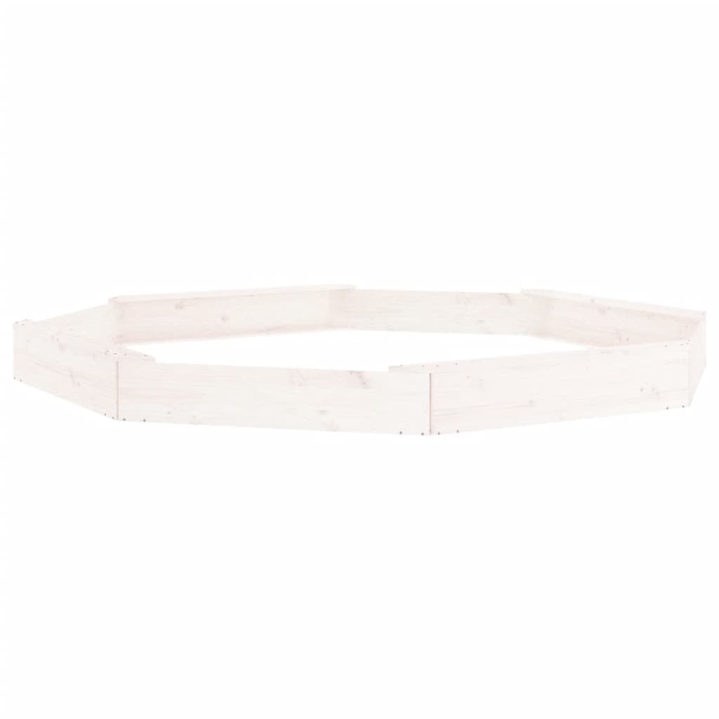 Sandbox with Seats White Octagon Solid Wood Pine