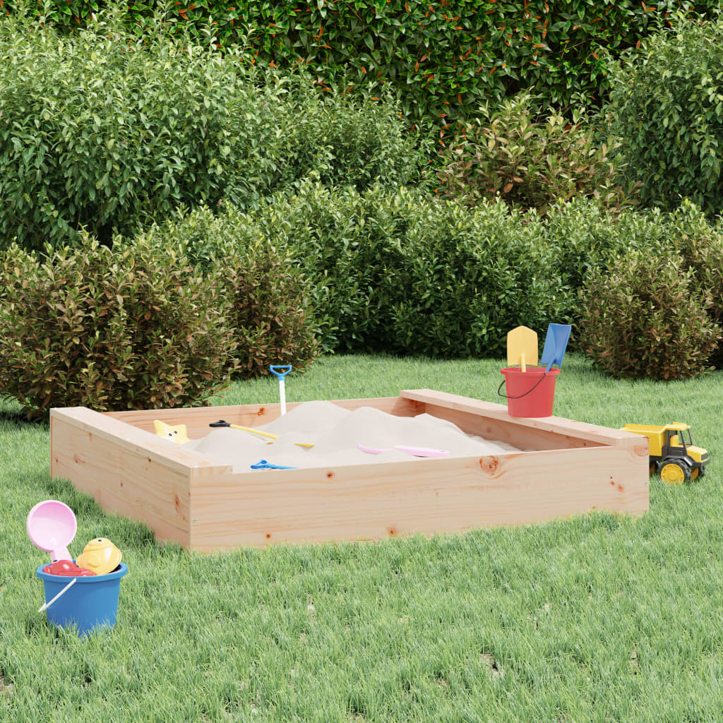Sandbox with Seats Square Solid Wood Pine