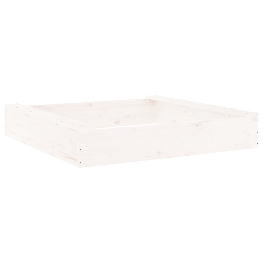 Sandbox with Seats White Square Solid Wood Pine