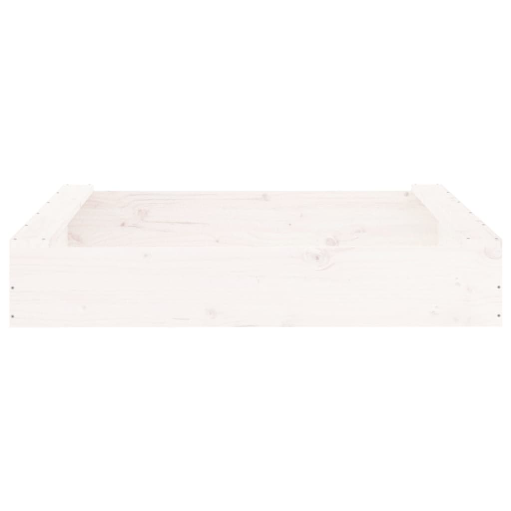 Sandbox with Seats White Square Solid Wood Pine