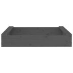 Sandbox with Seats Grey Square Solid Wood Pine