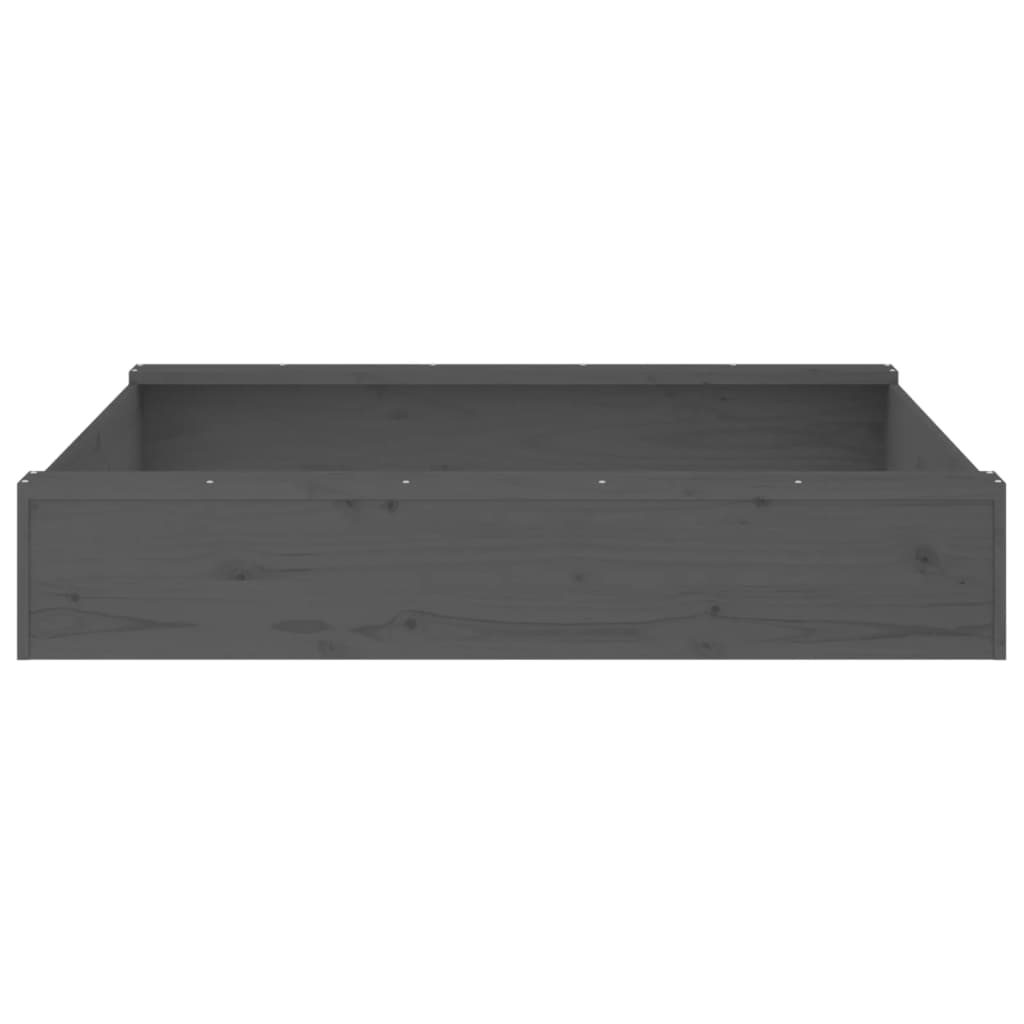Sandbox with Seats Grey Square Solid Wood Pine